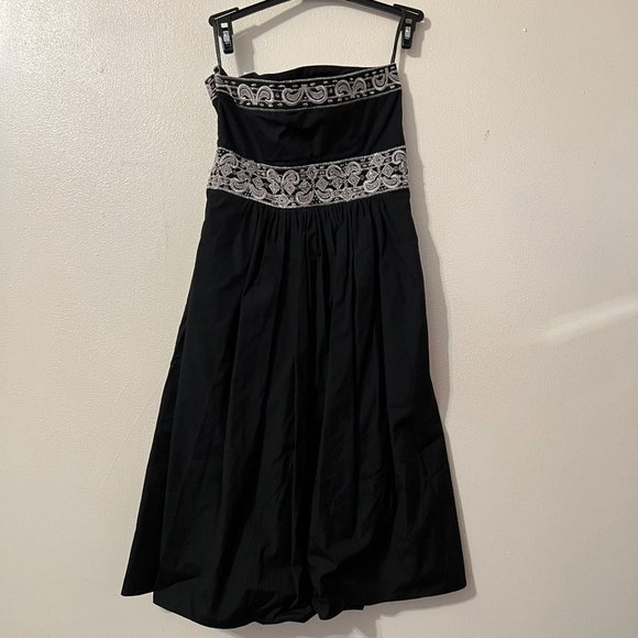 Banana Republic Black Silver Metallic embroidered size 4 - Picture 4 of 16